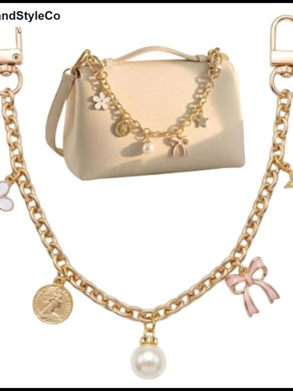 Flower Bag Charm Chain Gold Purse Charm Zinc Alloy Lobster Clasp Cute